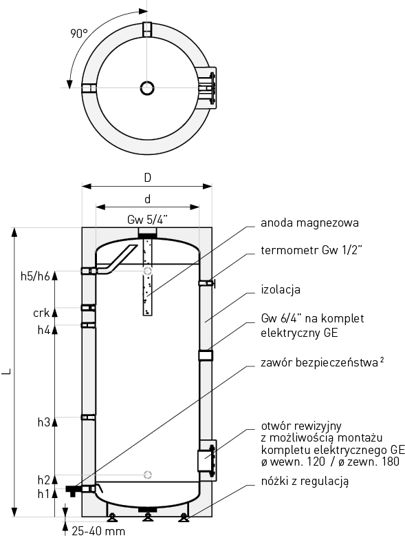 Schemat zasobnika c.w.u. Tower Acu - 300